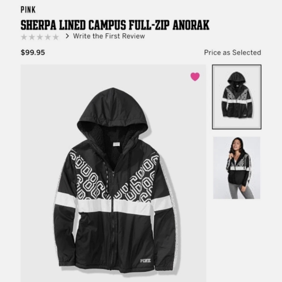 M/L Pink Victoria's Secret Windbreaker Black & White Anorak Jacket Coat - Picture 7 of 12